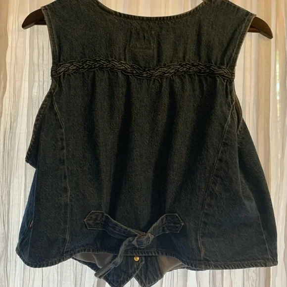LEVI'S PREMIUM WOMEN'S BIG YIKES BRAIDED DENIM VEST XL - Picture 3 of 8